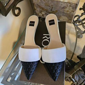 MULES - Black & White - Low Pumps Dressy - MADE IN ITALY